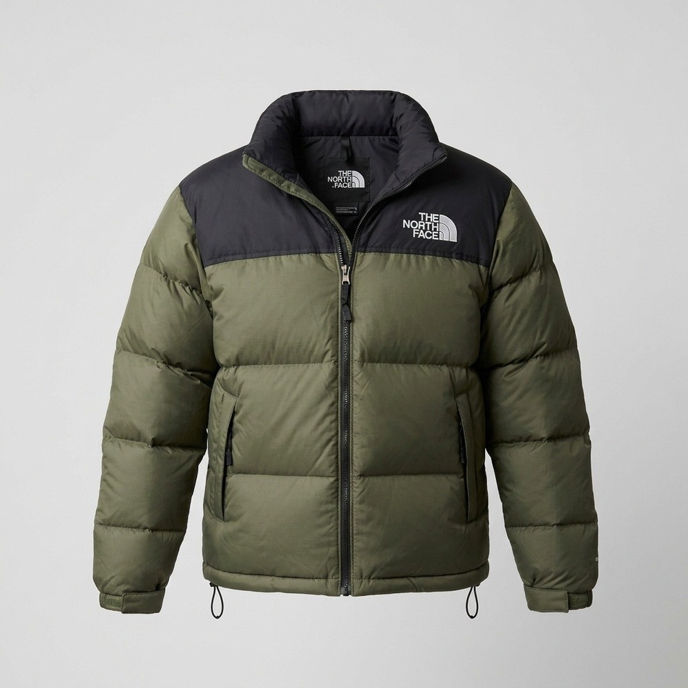The North Face Nuptse 700 Puffer Jacket Olive Green Black 88025 Full Zip Men XL